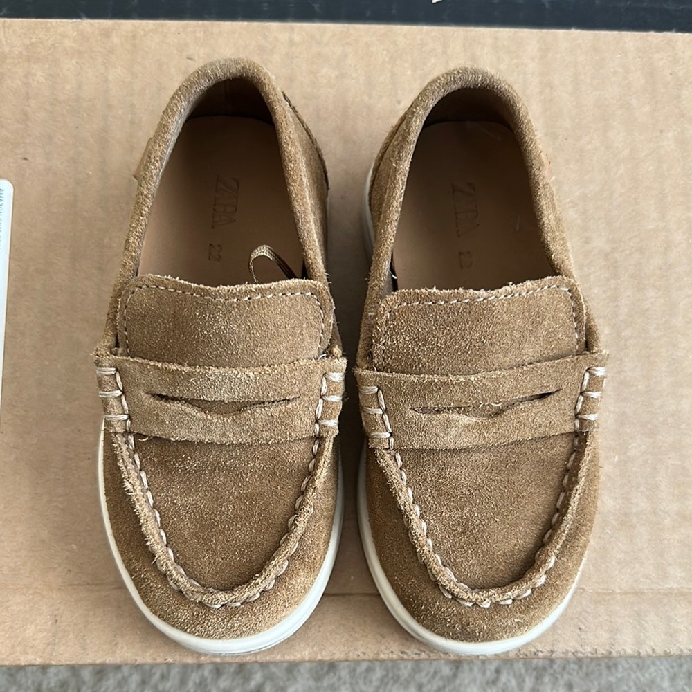 Zara Kids Tan Suede Loafers